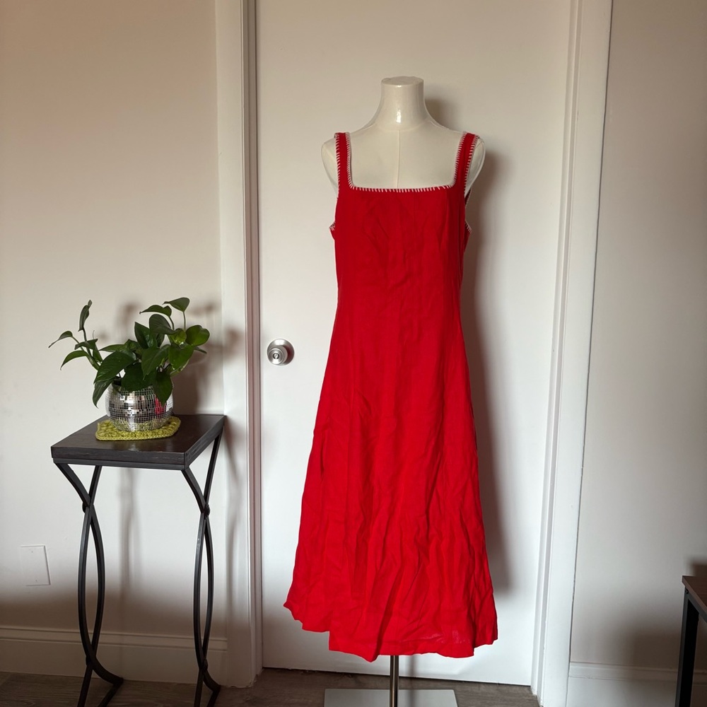 Caroline Constas Vibrant Red Midi Dress